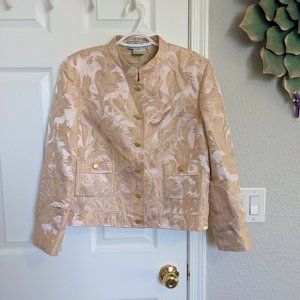 Blush Silk Mandarin / Chinoiserie BROCADE Jacket | 12 | Carlisle | Y2K Vintage